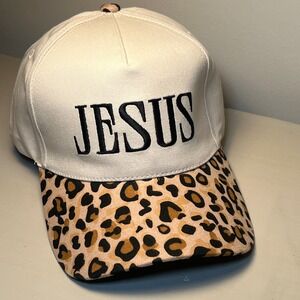 Jesus Leopard Brim Hat Cream / Tan NWT